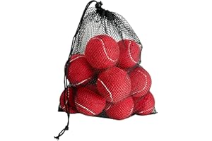 HPWFHPLF Tennis Balls, 12 Packs Practice Tennis Balls for Beginner, Training Playing Tennis Balls for Dogs, Come with Mesh Carry Bag