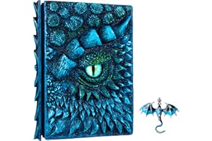 LZLIGHTACTOR 3D Dragon Eye Embossed Journal,Resin Engraving Notebook,Dnd notebook for Dragon Lovers ，Blank Paper,Hardcover Travel Notepad for Writing,Sketchbook,Collection,Gift,Decoration A4 and A5 Size (A5-Blue