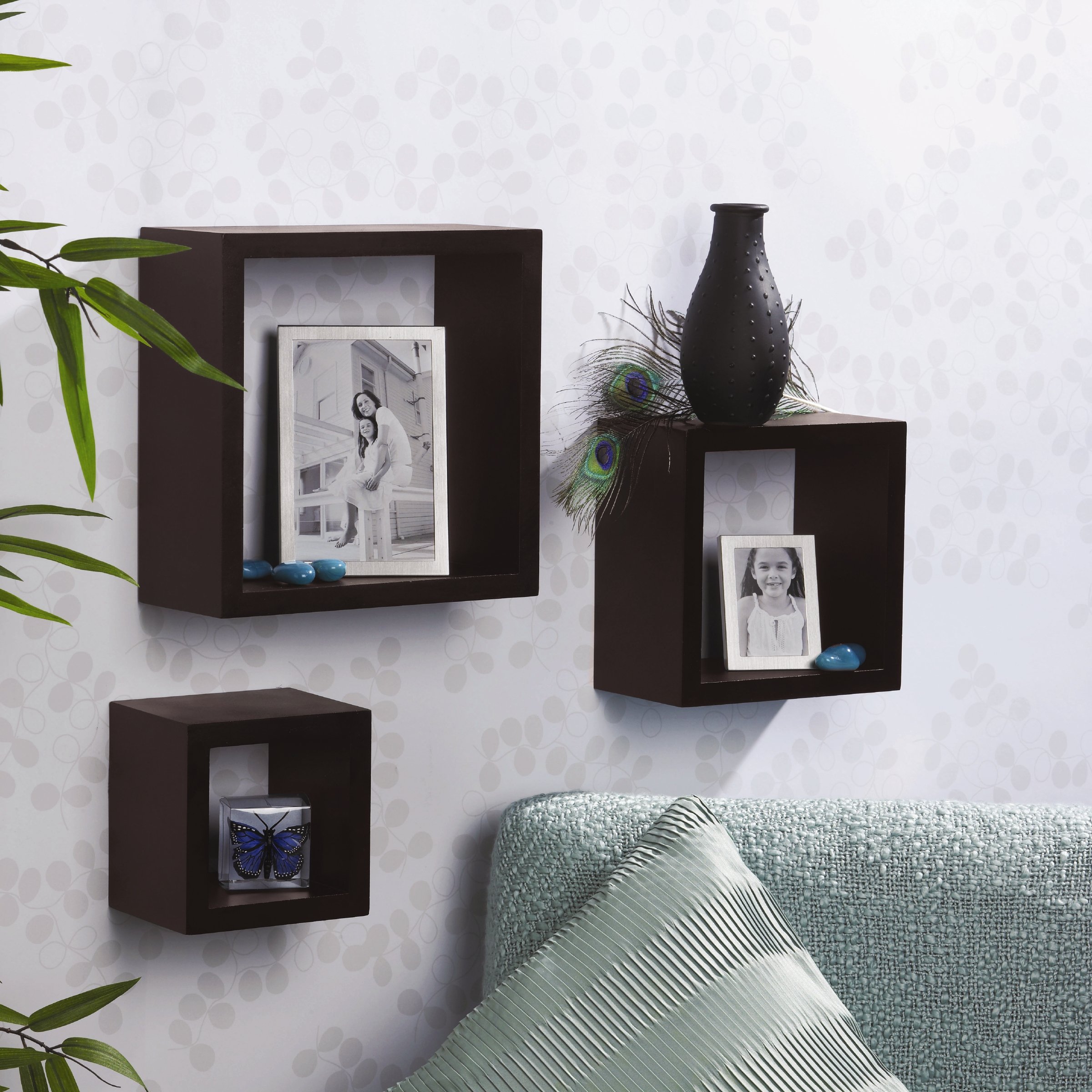 Cube Shelf 3 Wood Square Wall Mount Display Shelving Home Organizer