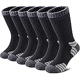 SDBING Kids Merino Wool Hiking Socks Boys Girls Toddlers Thick Cushion Winter Warm Crew Gift Socks 6 Pairs