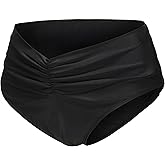 Zohamung Mid Rise String Bathing Suit Tie Side Hipster Ruched Swimwear bikini Bottoms