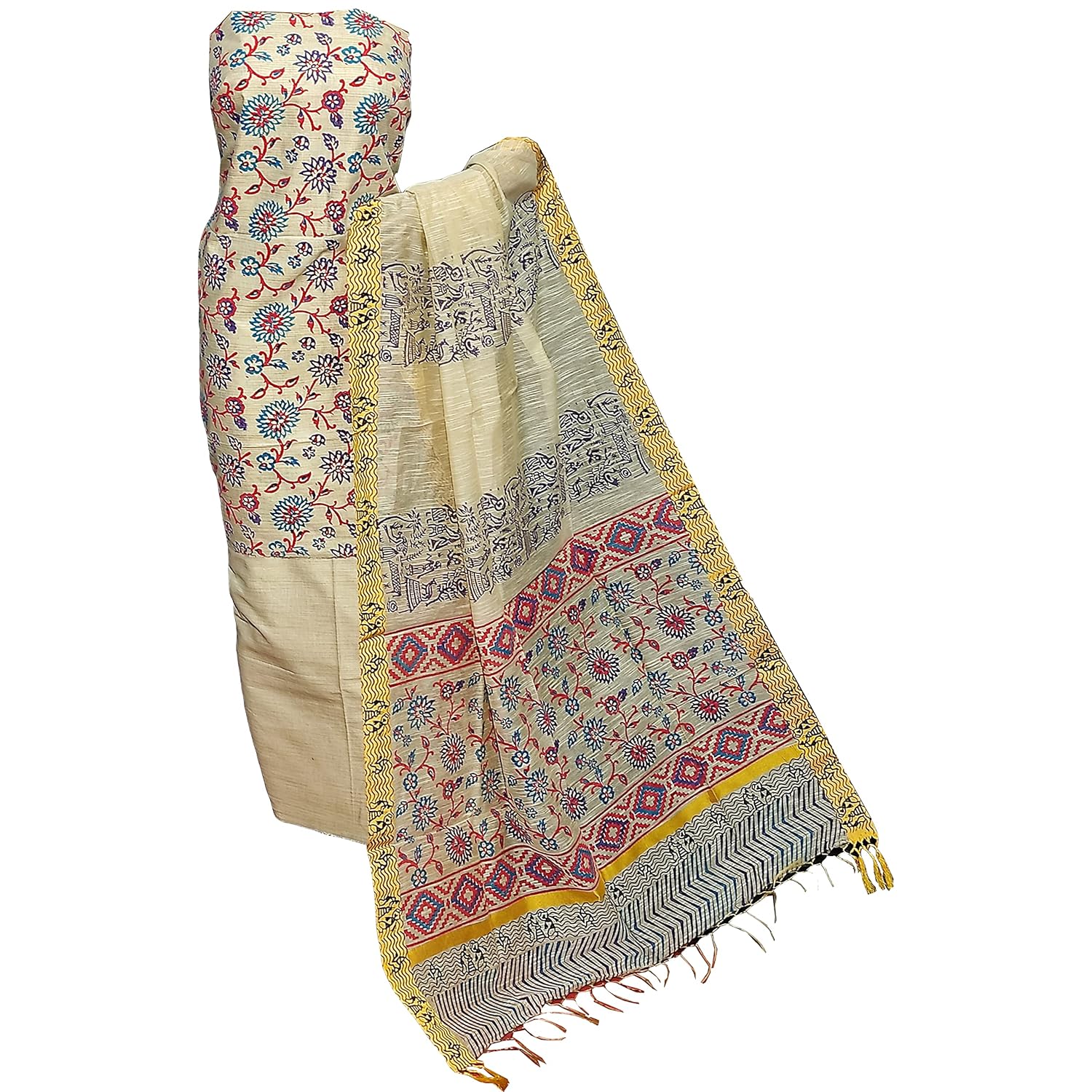 Buy Triveni Handloom Floral Printed Handloom Cotton Dress Material HC