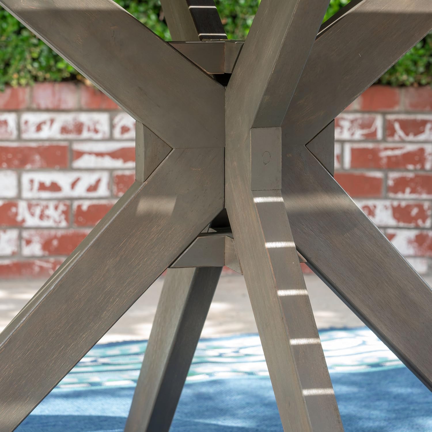 Christopher Knight Home 305060 Stanford Outdoor Round Acacia Wood Dining Table with X Base, Gray Finish : Garden & Outdoor