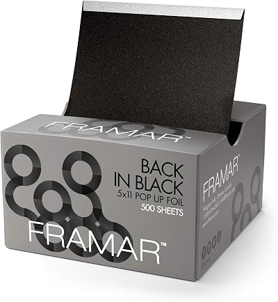 FRAMAR Black Embossed Pop Up Hair Foil 500 Pk for Hair Highlighting