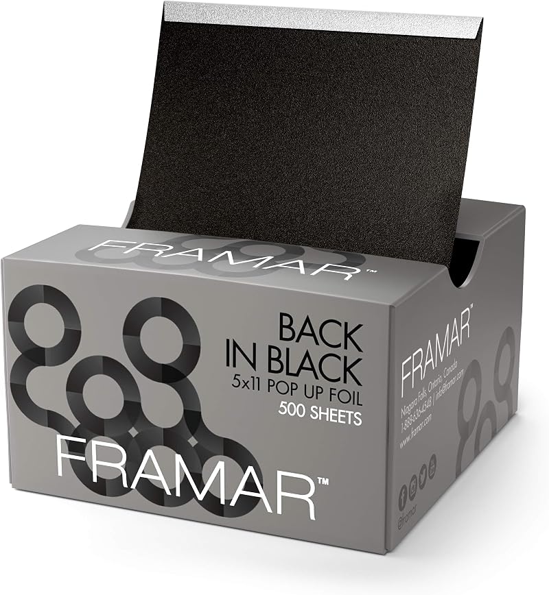 FRAMAR Black Embossed Pop Up Hair Foil 500 Pk for Hair Highlighting