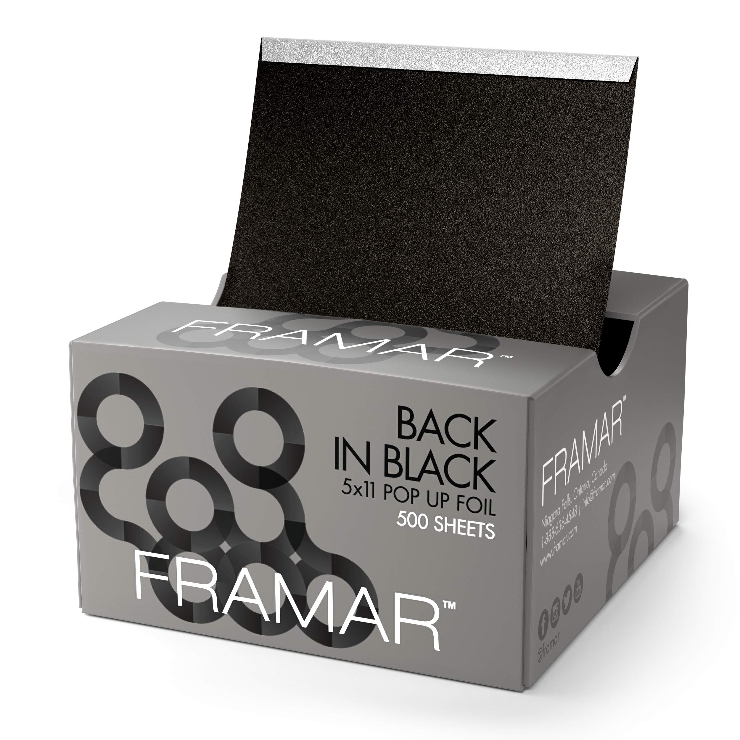 FRAMAR Black Embossed Pop Up Hair Foil – 500 Pk Hairdressing Foils for Hair Highlights Hair Foils for Colouring & Styling Framar Foil Sheets