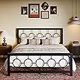 SHA CERLIN Queen Size Metal Bed Frame with Vintage Circular Design Headboard and Footboard,No Box Spring Required,Easy Assembly,Noise-Free,Black