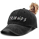 Waldeal Embroideried Women's Friends Ponytail Baseball Caps Distressed Vintage Washed Dad Hat