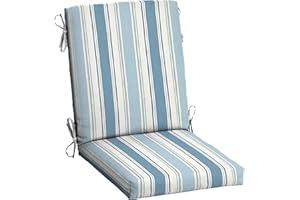 ARDEN SELECTIONS Arden Outdoor Dining Chair Cushion, 20 in x 20 in, Weather-Proof, Rain-Proof, Fade Resistant Patio Cushion for Patio, Dining, or Rocking Chairs 20 x 20, French Blue Linen Stripe