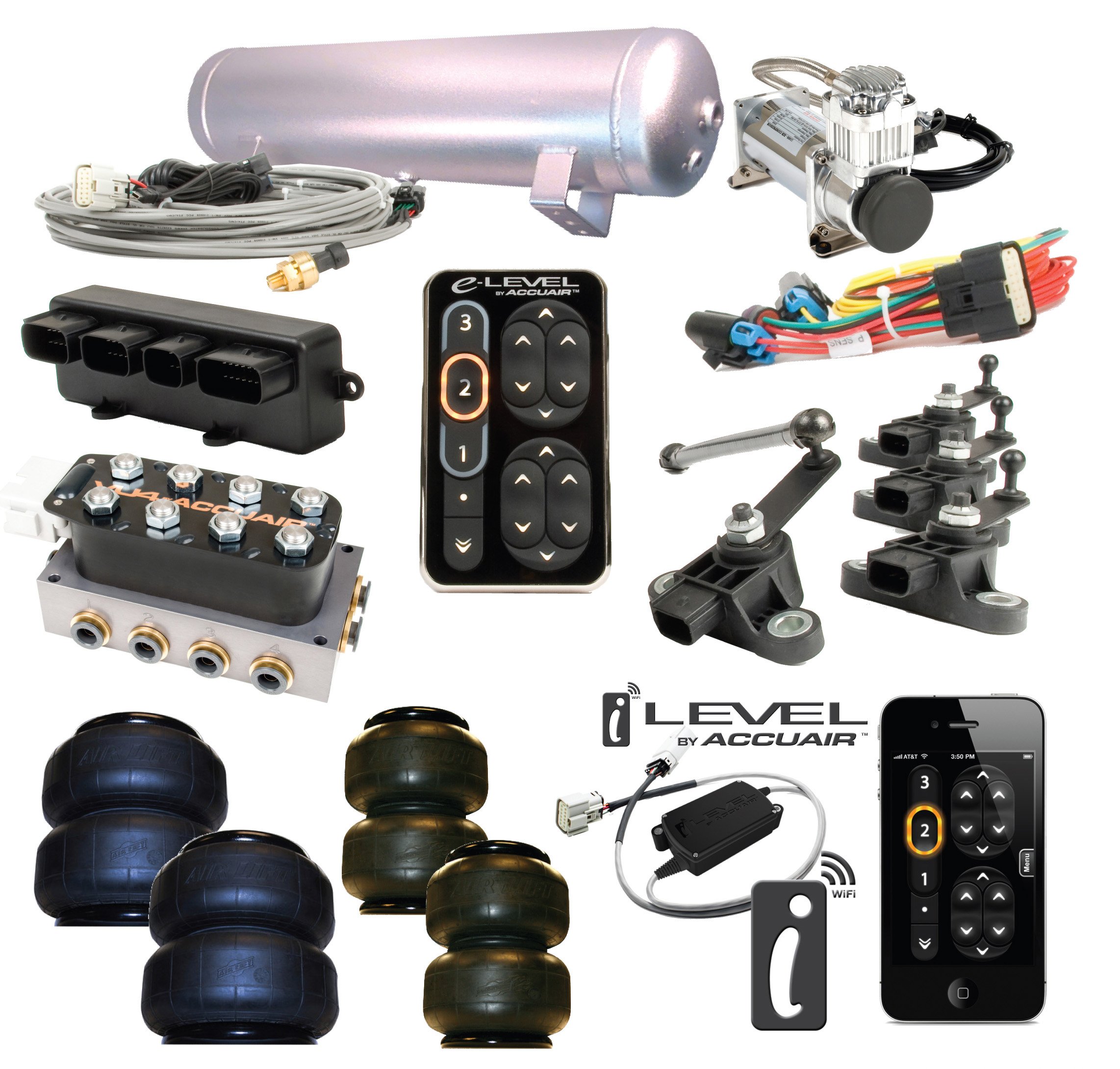 AccuAir FBSS Auto Level Kit VU4 iLevel Viair 444C Air Lift Bags iPhone