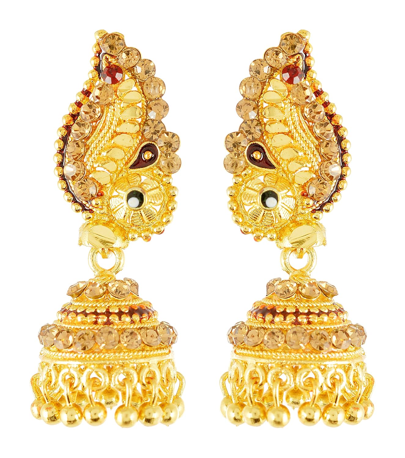 handicraft kottage gold plated jhumki earrings for girls (golden) (hk-earring-046)