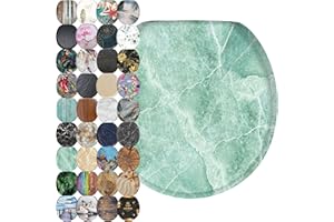 Sanilo Soft Close Toilet Seat ROUND, Quiet and Slow Close Lid and Seat, Strong Bumpers and Hinges, Marble Green