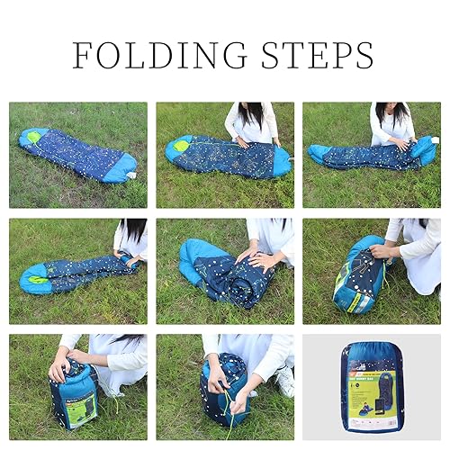 AceCamp Glow in The Dark Mummy Sleeping Bag for Kids and Youth