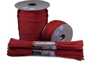BORED? PARACORD! Bored Paracord - 1', 10', 25', 50', 100' Hanks & 250', 1000' Spools of Parachute 550 Cord Type III 7 Strand Paracord Well Over 300 Colors - Imperial Red - 250 Foot Spool