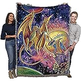 Pure Country Weavers Magic Wizard and Dragon Blanket by Myles Pinkney - Gift Fantasy Tapestry Throw Woven from Cotton - Made in The USA (72x54)