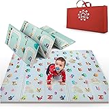 MARBS Baby Play Mat -Extra Large 77"x70"- Anti-Slip & Waterproof - Foldable Play Mat for Baby (0-3+), Double Sided, 2 Designs