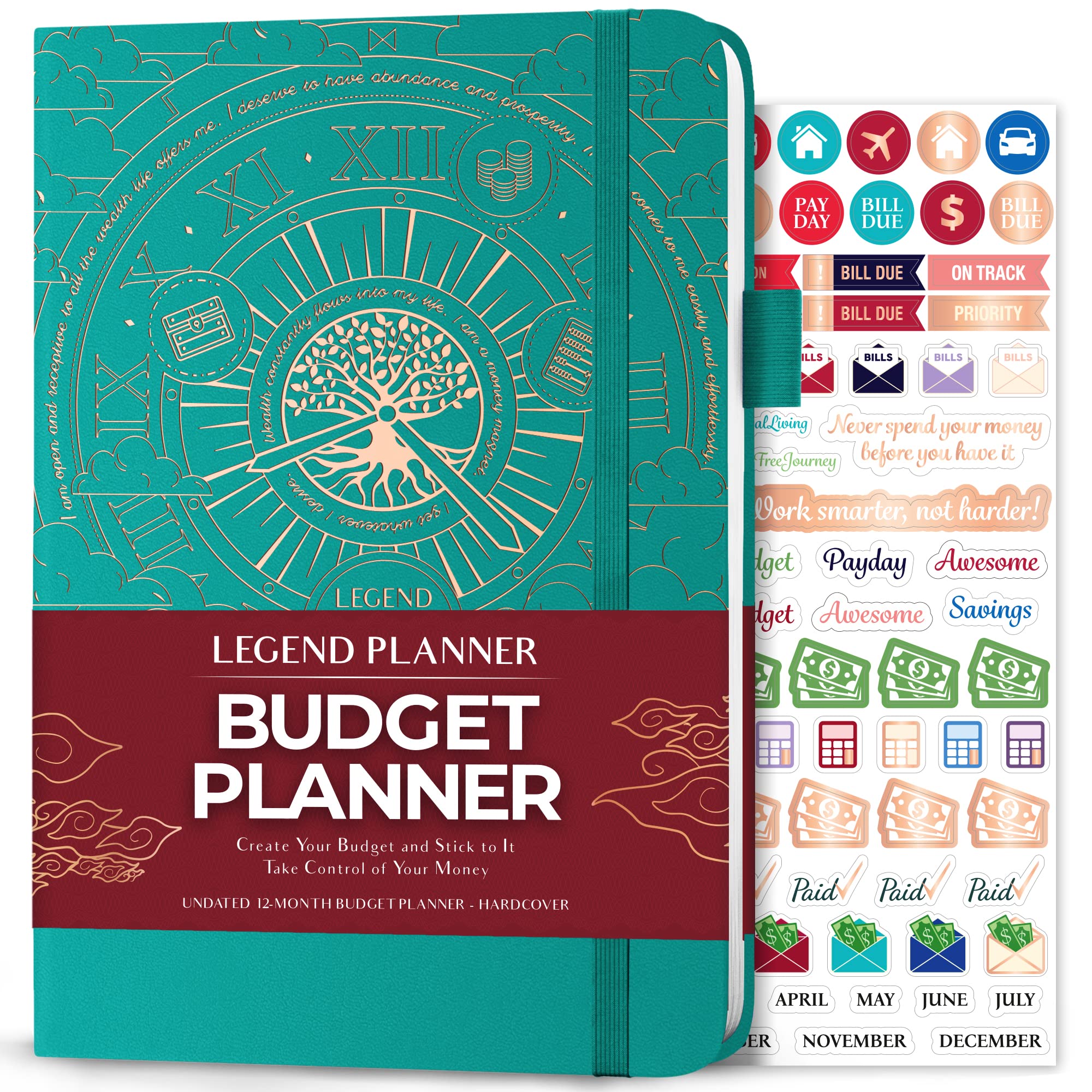 Legend Budget Planner – Financial Organizer Book. Money Account & Expense Tracker Notebook Journal for Household Monthly Budgeting (Veridian)
