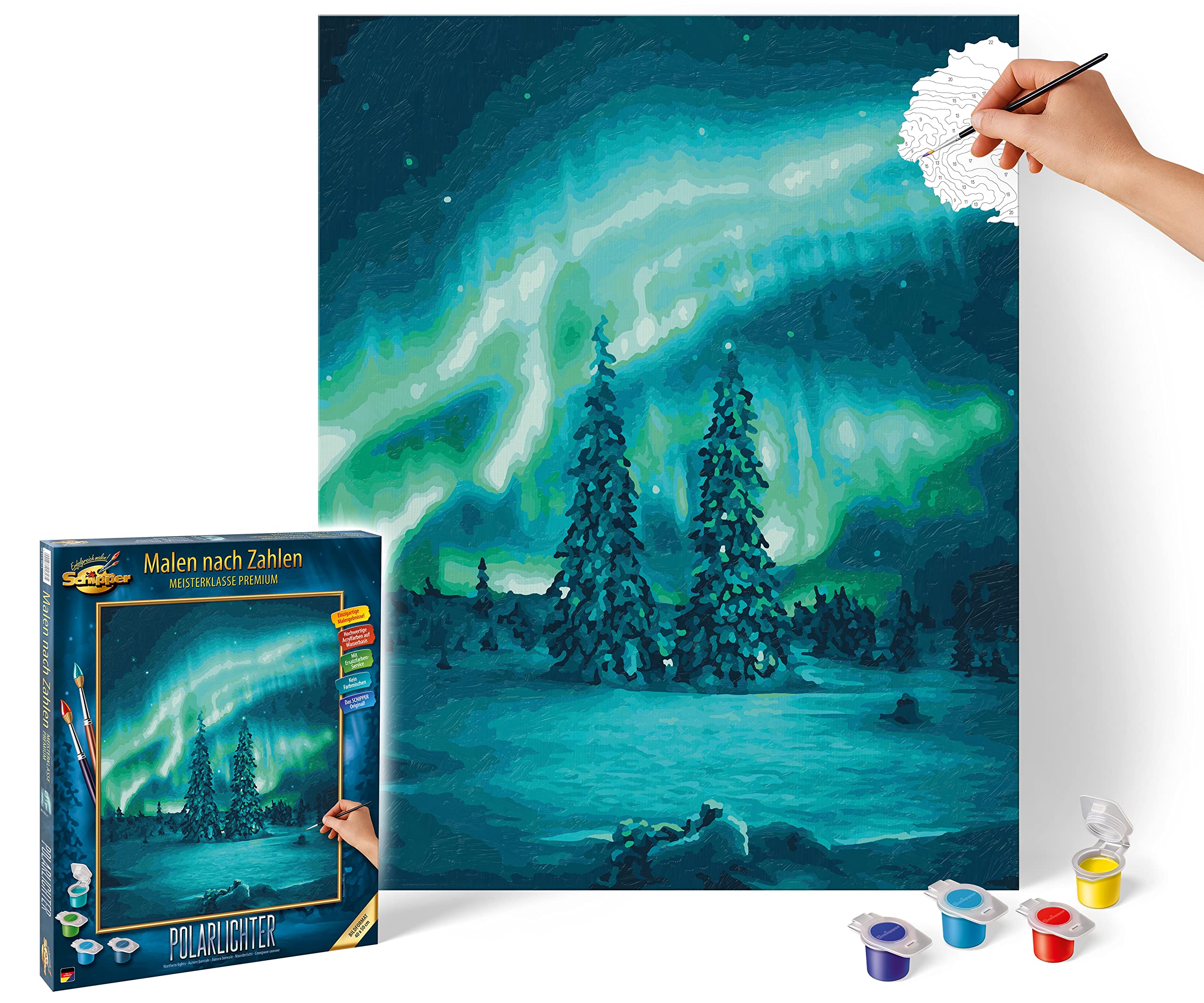 Schipper 609130813 Paint by Numbers - Polar Lights - Painting Pictures for Adults Including Brush and Acrylic Paints 40 x 50 cm