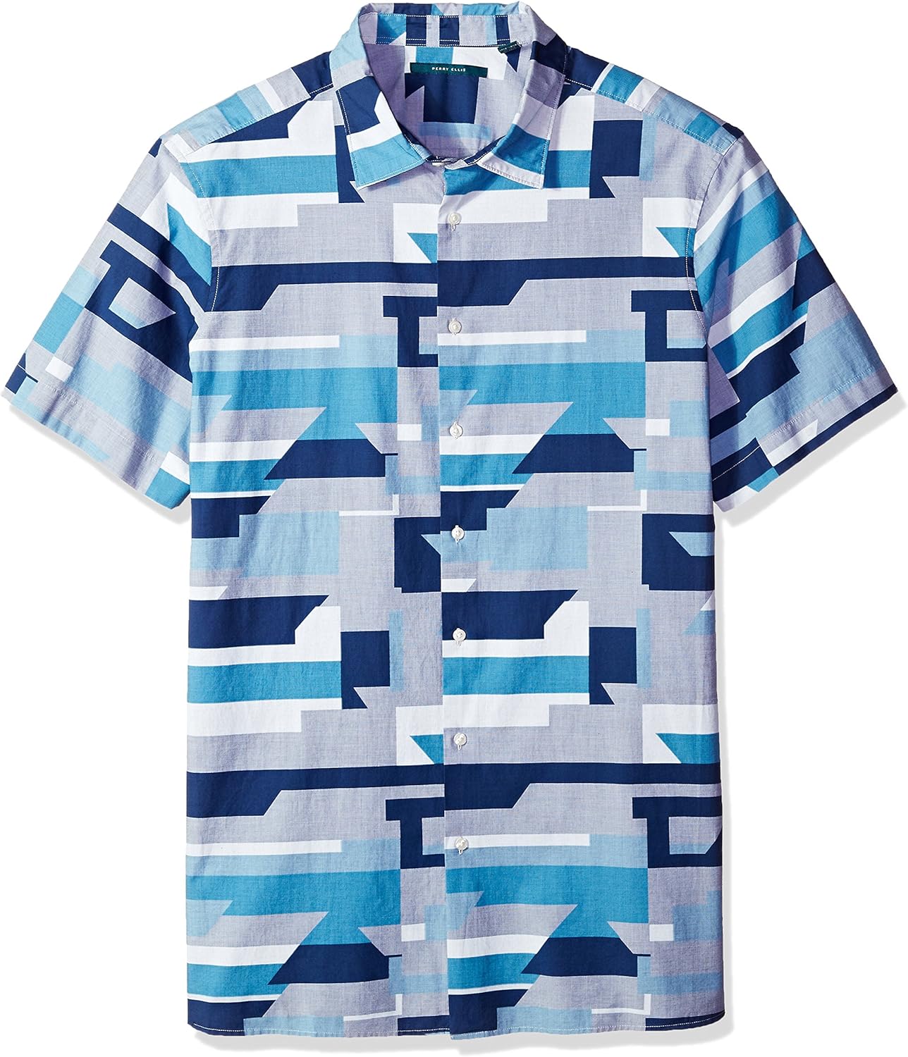 Perry Ellis Mens Big and Tall Short Sleeve Geo Print Shirt-j