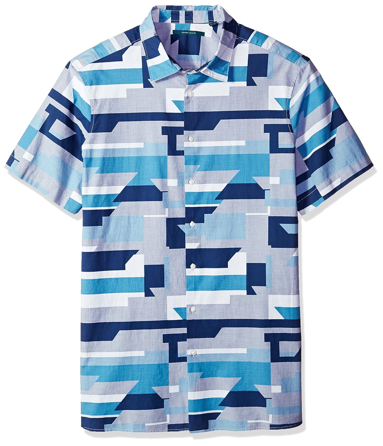 Perry Ellis Mens Big and Tall Short Sleeve Geo Print Shirt-j