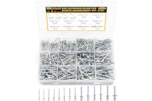 Siptenk 530PCS Pop Blind Rivets Assortment Kit, SAE Aluminum Assorted Rivet Set 14 Sizes 3/32" 1/8" 5/32" 3/16" 1/4" Pop Rivet Kit for Metal
