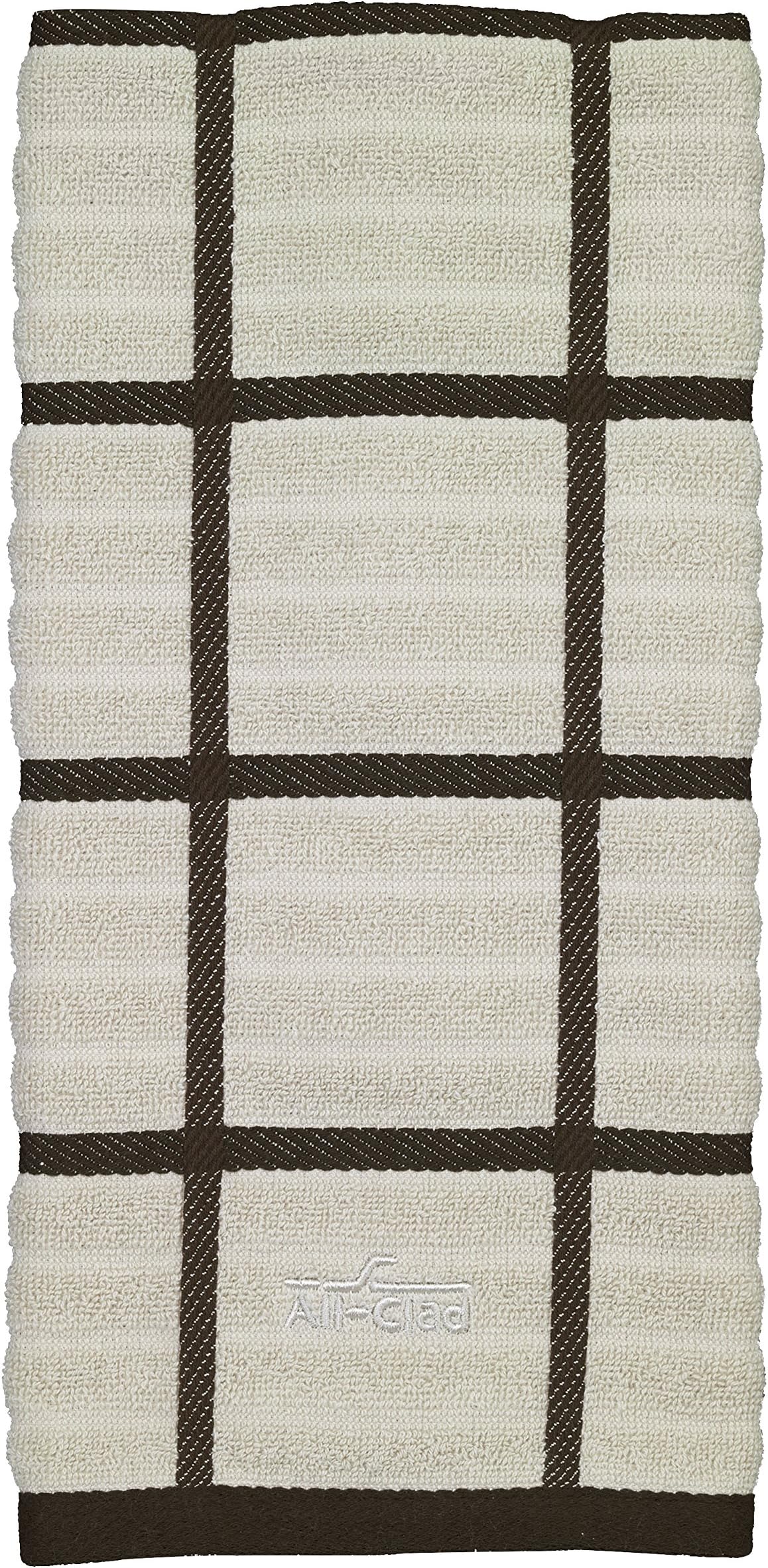 All-Clad Textiles Kitchen Towel, Cotton, Almond, Checked-1 Pack