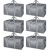 BALEINE 6-Pack Oversized Moving Bags with Reinforced Handles, Heavy-Duty Storage Tote for Clothes, Moving Supplies (Winter Grey, 6-Pack)