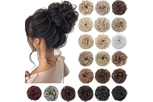S-noilite 2Pcs Messy Bun Hair Piece Wavy Messy Hair Bun Extensions Scrunchies Thick Updo Synthetic Hair Scrunchy Easy Chignon