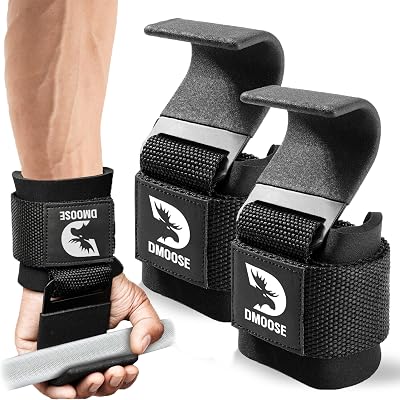 DMoose Fitness Heavy Duty Weight Lifting Hooks Pair 500 Lbs Capacity