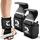 DMoose Fitness Weight Lifting Hooks (Pair) for Deadlifts, Pull Ups, Rows & Shrugs - Anti-Rip Nylon Strap Hand Grips with Thick Wrist Padding - Heavy Duty Wrist Straps for Weightlifting & Gym Workouts
