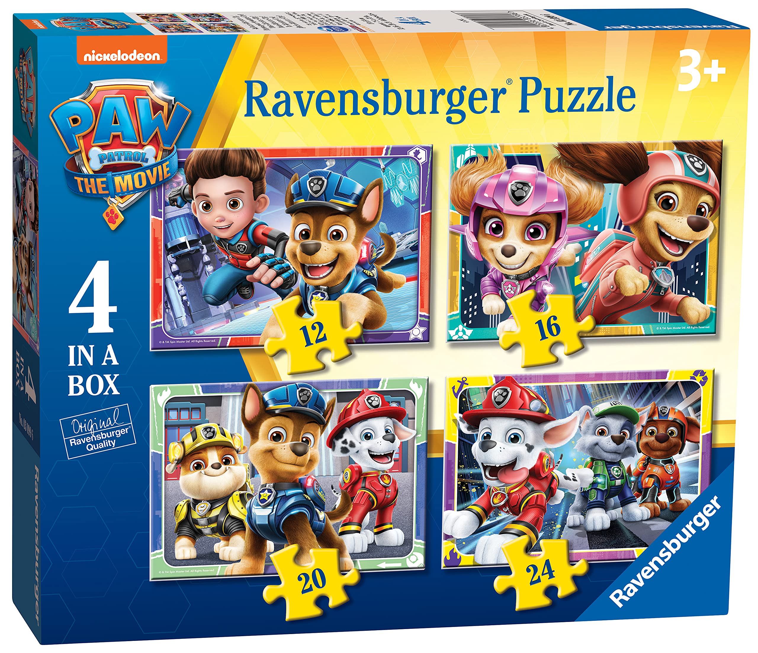 Ravensburger 3099 Paw Patrol The Movie, Kids Age 3 Years Up, 4 in Box (12, 16, 20, 24 Pieces)