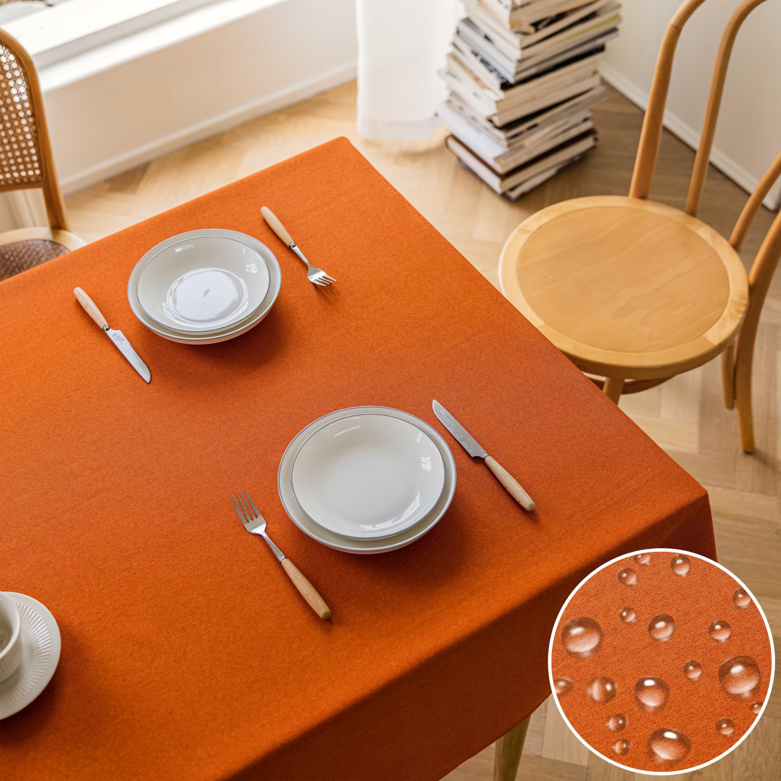 Home Brilliant Autumn Tablecloths Rectangular Water Resistant Heat-Resistant Dust-Proof, 55x86 Inch Table Cloth for Kitchen Dining Patio Outdoor Party, Orange, 140CM x 218CM