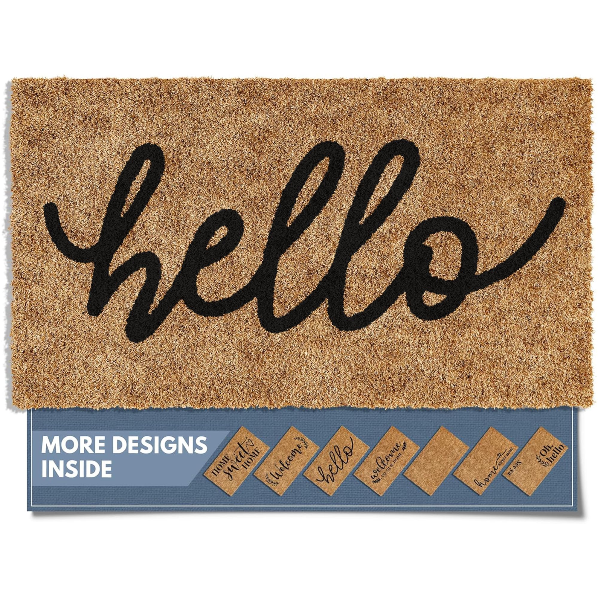 Barnyard Designs ‘Hello’ Doormat, Indoor/Outdoor Non-Slip Rug, Front Door Welcome Mat for Outside Porch Entrance, Home Entryway Farmhouse Decor, 76 x 43cm