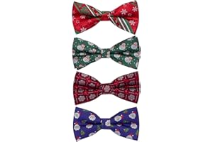 GUSLESON Child 4PCS Christmas Bow tie Festival Theme Pattern Pre-Tied Bowties for Kids