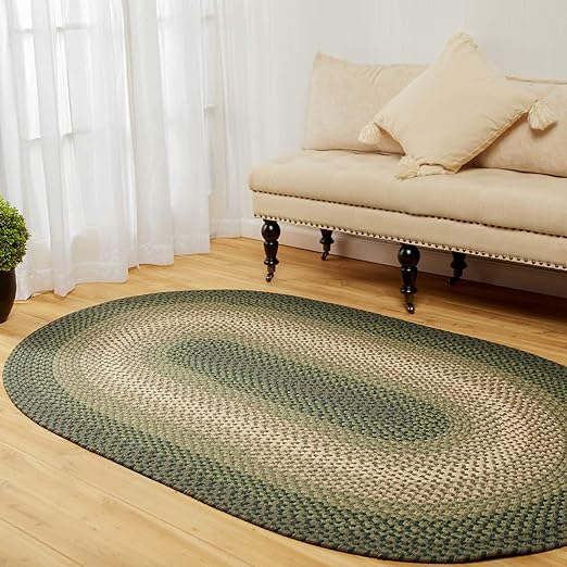 Amazon Com Super Area Rugs Braided Rug Pinecrest Indoor Outdoor Braided Carpet For High Traffic Kitchen Green Multi 4 X 6 Oval Kitchen Dining