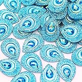 Heiolox 50 Pcs Resin Colorful Drop Peacock Eye Flatback Rhinestone, MM Water Drop Flatback Resin,for Bags, Clothe,Shoes, Wedding DIY Decorative Crafts (Lake Blue)