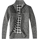 Gioberti Men's Knitted Regular Fit Full Zip Cardigan Sweater with Soft Brushed Flannel Lining
