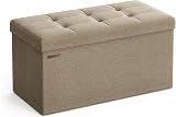 SONGMICS MAZIE Storage Ottoman Bench 76 cm Folding Foot Rest End of Bed Green
