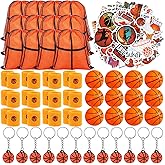 LEIFIDE 148 Pcs Basketball Party Favors Include Basketball Gift Bags with Drawstring, Sports Wristbands, Mini , Keychain Sticker Birthday Team Gift for sports lover Party Supplies