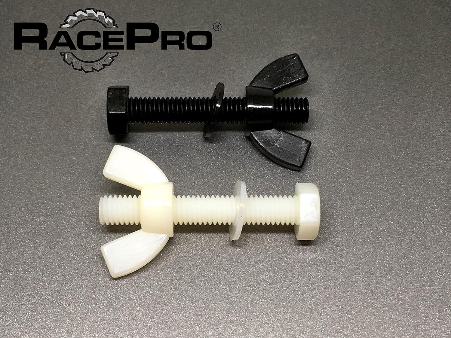 RacePro 12x White Tough M4 Hex bolt/Washer / Wing Nut Combo Nylon