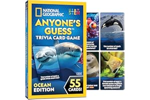 BLUE MARBLE National Geographic Anyone's Guess Ocean Animals Trivia Cards - Kids Trivia Card Game with 55 Jumbo Cards, Animal Games, Kids Trivia Game