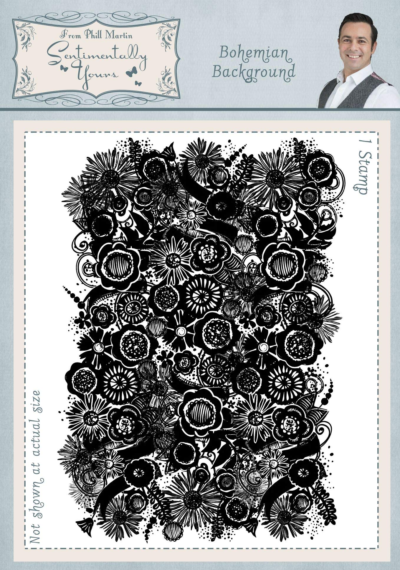 Sentimentally Yours Bohemian Background-A6 Rubber Stamp, Grey