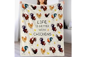 SEIMIP Chicken Blanket for Girl, Cute Chicken Flannel Blanket for Adult Women Kids 60"x50" Chick Rooster Decorative Throw Blankets Cozy Soft Plush Blanket Funny Chick Fleece Blankets Gift