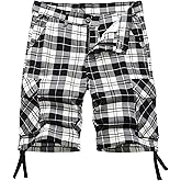 Plaid Shorts Men Classic Regular Fit Plaid Cargo Short Multi-Pocket Outdoor Shorts