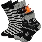 BomKinta Women Thermal Socks - Thick Boot Sock Warm Winter Crew Socks - Cozy Soft Christmas Gifts Sock Size 5-10
