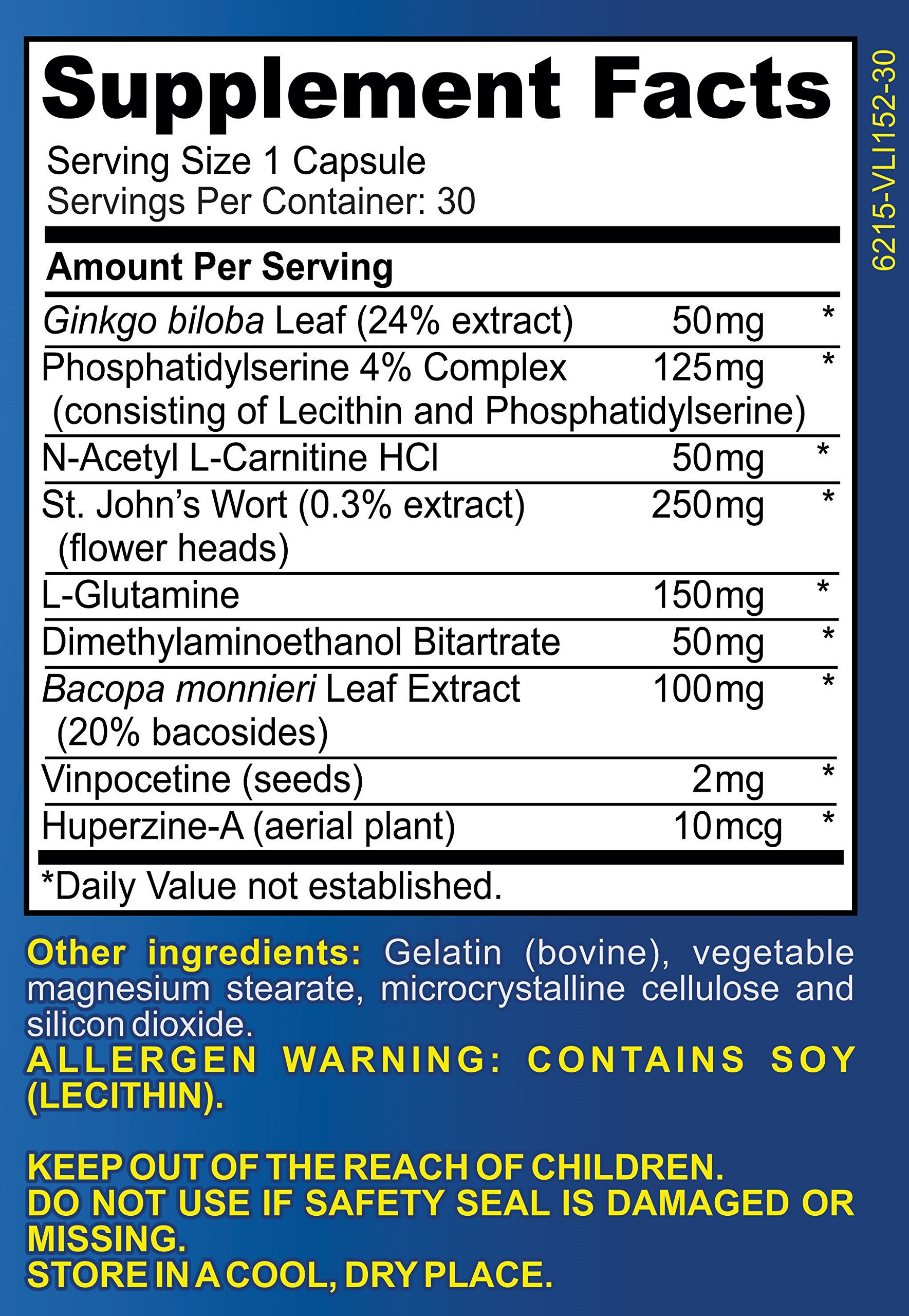 MemoryXL Brain/Memory Support Supplement Pills Vitamins Complex