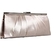 Jessica McClintock Blaire Women's Satin Frame Evening Clutch Bag Purse with Shoulder Chain Included | Satin, Frame, Evening