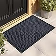 Mibao Front Door Mat, Heavy Duty Durable Welcome Mat for Outdoor Indoor, Dirt Trapper Waterproof Super Absorbent Door Mat for Entryway Outside Patio Porch, 35.5" x 24", Navy