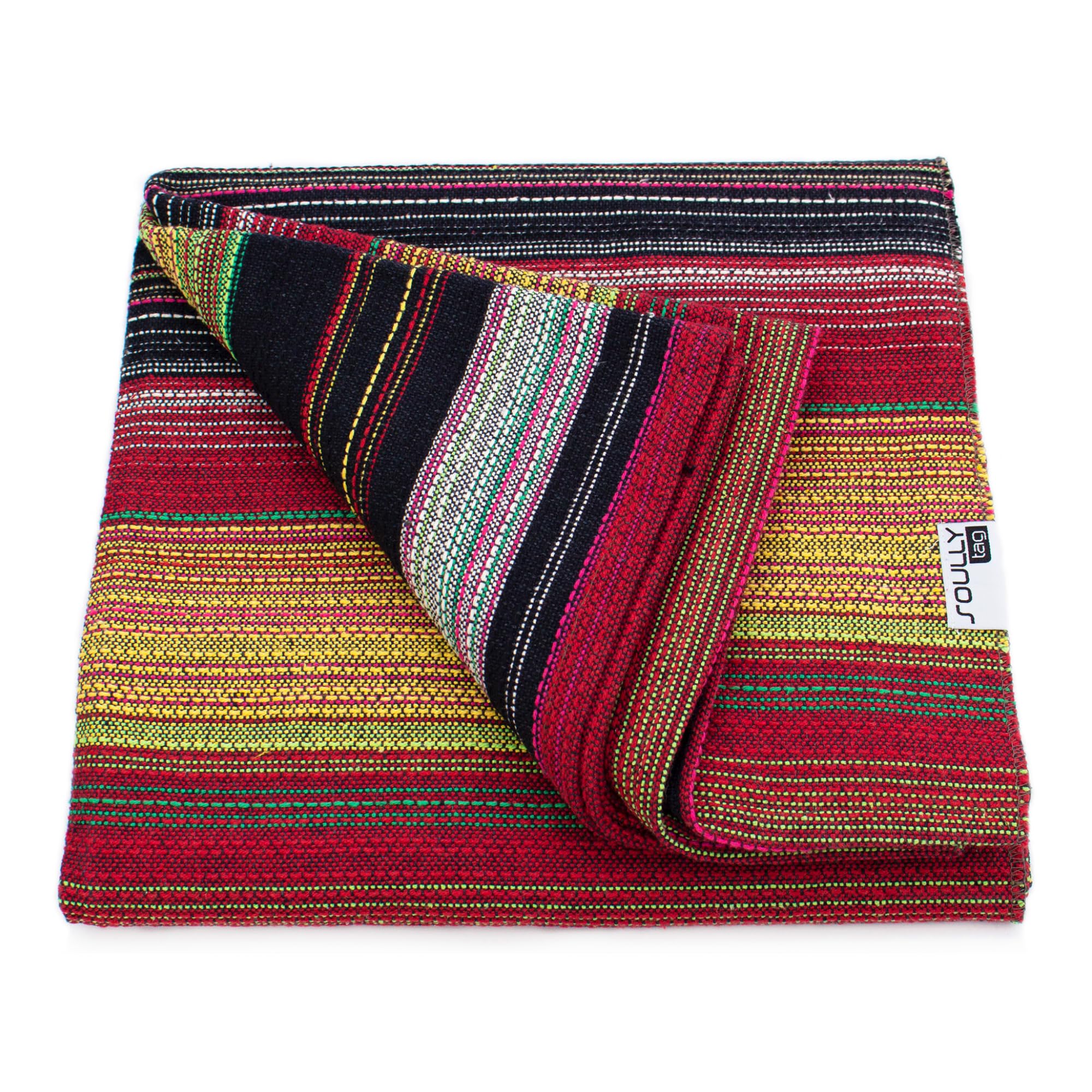 Soullytag 100% Cotton Throw Blanket – Recycled Cotton, Multi-use Sofa & Bed Cover | Eco Friendly, Machine Washable, 150 × 210 cm (Rio, Red)
