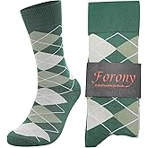 Forony Mens Dress Socks Thin Lightweight Size 8-13 Combed Cotton Anti Odor Quick Dry Classic Pattern